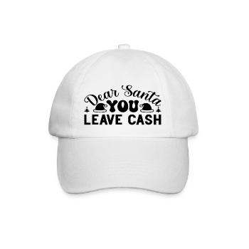 Dear Santa you leave Cash - Baseballkappe - Weiß/Weiß - Vorne