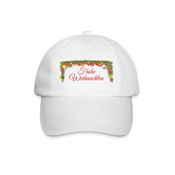 Weihnachtsgirlande Frohe Weihnachten rote Schrift - Baseballkappe - Weiß/Weiß - Vorne