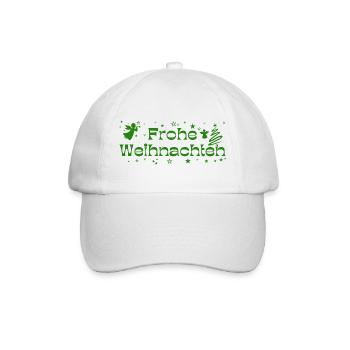 Frohe Weihnachten grün Sterne Engel Weihnachtsbaum - Baseballkappe - Weiß/Weiß - Vorne