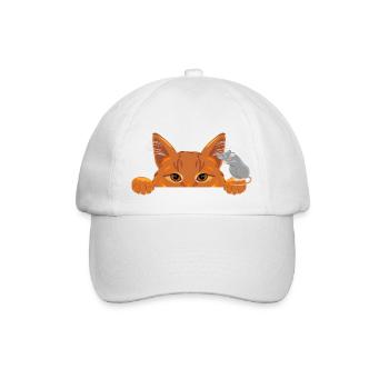 Maus erzählt einer Ingwerkatze Geheimnisse - Baseballkappe - Weiß/Weiß - Vorne