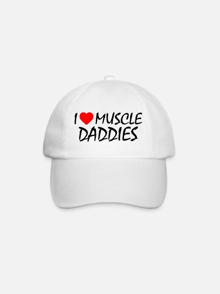 I love muscle daddies - Baseballkappe - Weiß/Weiß