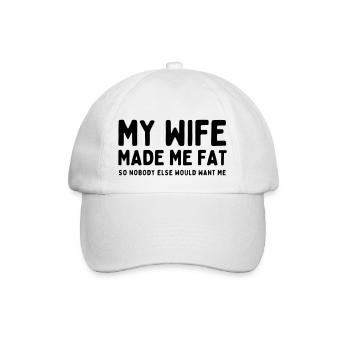 Meine Frau hat mich fett gemacht - Baseballkappe - Weiß/Weiß - Vorne