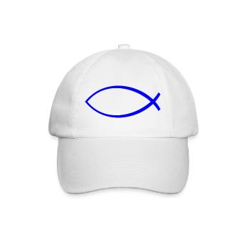Ichtus Fisch dunkelblau - Baseballkappe - Weiß/Weiß - Vorne