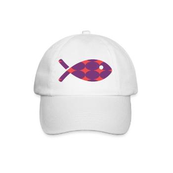 FISCH. GEDÄCHTNIS. SARDINE. APRILSCHERZ - Baseballkappe - Weiß/Weiß - Vorne