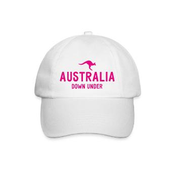 Australia - Down Under - Australien - Känguru - Baseballkappe - Weiß/Weiß - Vorne