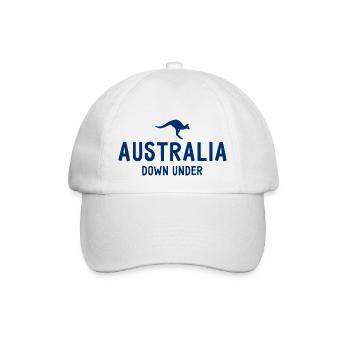 Australia - Down Under - Australien - Känguru - Baseballkappe - Weiß/Weiß - Vorne