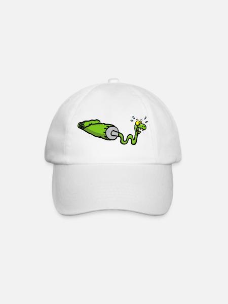 Grüne Schlange und Gouacheröhre - Baseballkappe - Weiß/Weiß