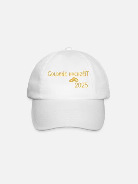 Goldene Hochzeit 2025 mit Ringen Jugendstil - Baseballkappe - Weiß/Weiß