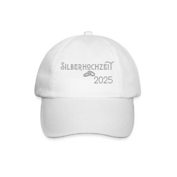 Silberhochzeit 2025 mit Ringen Jugendstil - Baseballkappe - Weiß/Weiß - Vorne