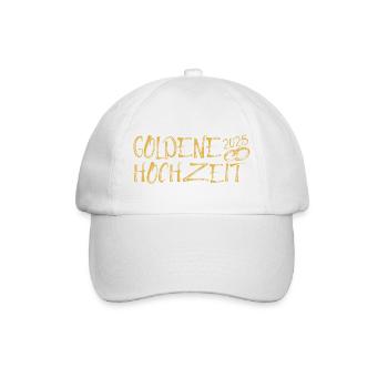 Goldene Hochzeit 2025 mit Goldringen 50 Jahre Ehe - Baseballkappe - Weiß/Weiß - Vorne