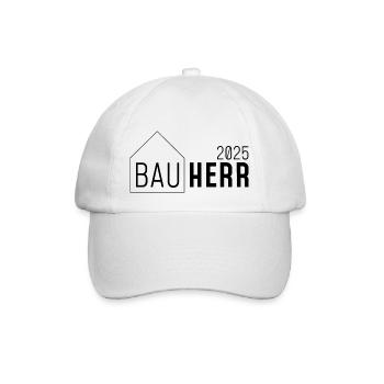 Bauherr 2025 - mit Haus - Baseballkappe - Weiß/Weiß - Vorne