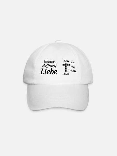 Konfirmation 2025 Glaube Hoffnung Liebe Bibel - Baseballkappe - Weiß/Weiß
