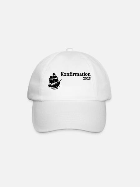 Konfirmation 2025 Schiff segelt heran - Baseballkappe - Weiß/Weiß