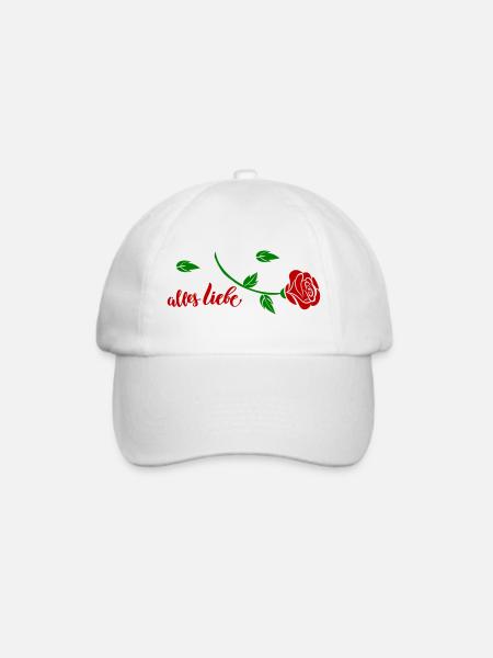 alles Liebe mit einer Rose - Baseballkappe - Weiß/Weiß