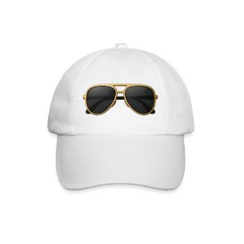 Goldene Pilotenbrille im Retro-Design - Baseballkappe - Weiß/Weiß - Vorne