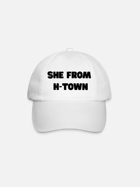 She From H- Town Slogan - Baseballkappe - Weiß/Weiß