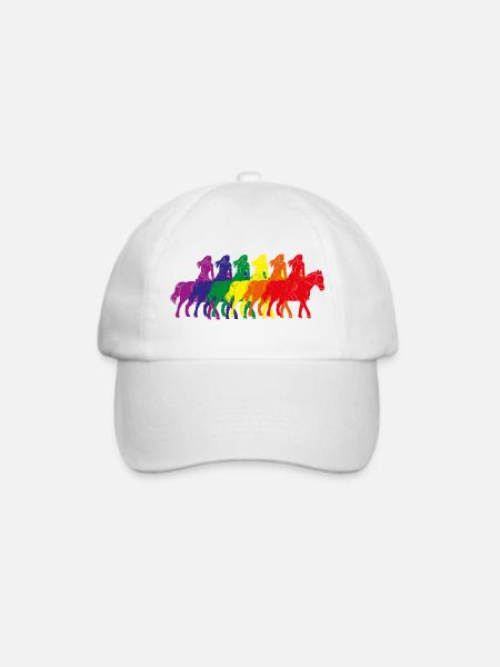 Regenbogen Reiter Silhouette - Baseballkappe - Weiß/Weiß