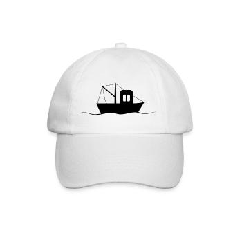 Fischkutter Silhouette, kleines Schiff - Baseballkappe - Weiß/Weiß - Vorne