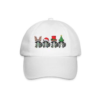 Waschbär Weihnachtsmann Weihnachtsbeleuchtung - Baseballkappe - Weiß/Weiß - Vorne