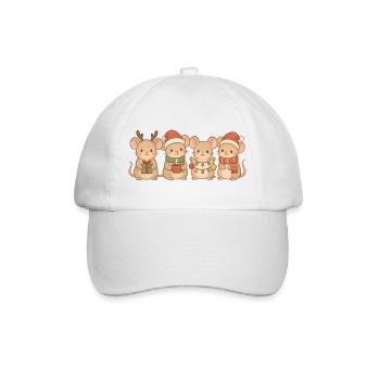Mäuse Kinder Jungen Mädchen Weihnachtsmäuse - Baseballkappe - Weiß/Weiß - Vorne