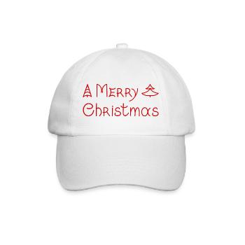 Merry Christmas handwritten lettering phrase . - Baseballkappe - Weiß/Weiß - Vorne