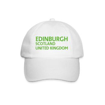 Edinburgh – Schottland Textdesign - Baseballkappe - Weiß/Weiß - Vorne