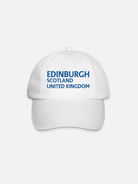 Edinburgh – Schottland Textdesign - Baseballkappe - Weiß/Weiß
