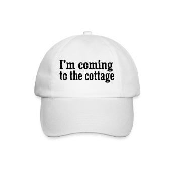 Ich komme zur Cottage Distressed-Nachricht - Baseballkappe - Weiß/Weiß - Vorne