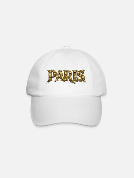 PARIS Schädel-Schrift - Baseballkappe - Weiß/Weiß