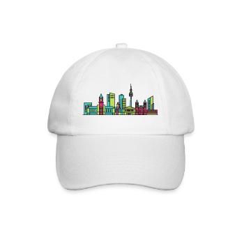 Leeds City Skyline Rathaus Moderne Linienkunst - Baseballkappe - Weiß/Weiß - Vorne