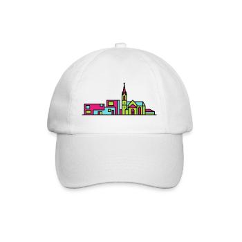 Linzer Stadtsilhouette Neue Kathedrale Moderne Linienkunst - Baseballkappe - Weiß/Weiß - Vorne
