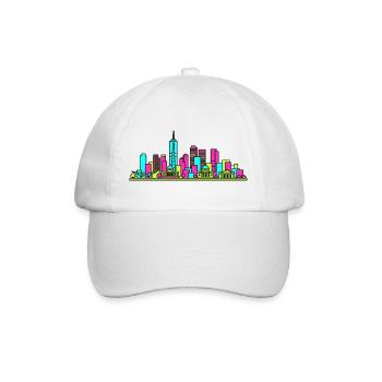Melbourne City Skyline Flinders Station Kunst - Baseballkappe - Weiß/Weiß - Vorne