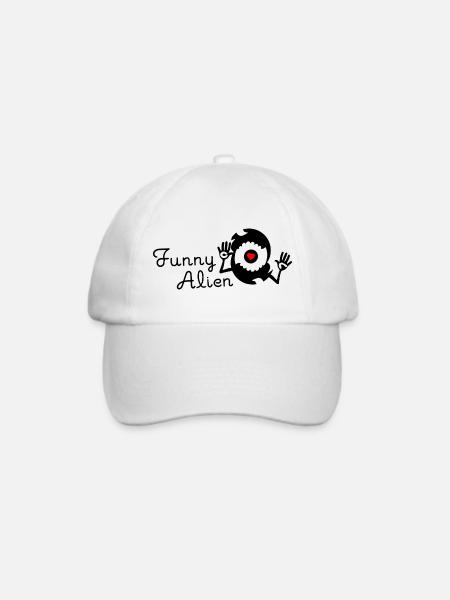 Funny Alien - Schwarz - Baseballkappe - Weiß/Weiß