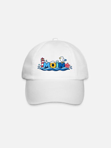 MOIN Möwe Leuchtturm Maritim Bunt - Baseballkappe - Weiß/Weiß