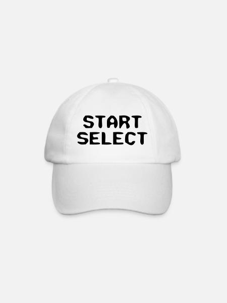 Start Select 8-Bit Text - Baseballkappe - Weiß/Weiß
