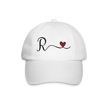 Buchstabe R Monogramm - Baseballkappe - Weiß/Weiß - Vorne