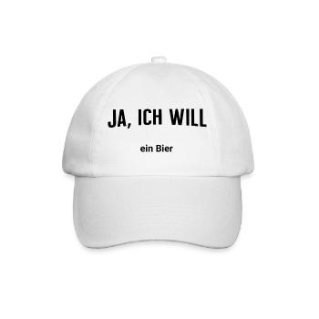Ja, ich will - Ein Bier - Baseballkappe - Weiß/Weiß - Vorne
