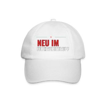 Neu im Feuerwehrtrupp – Geschenk für Kids - Baseballkappe - Weiß/Weiß - Vorne