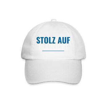 Stolz auf Blaulicht – Supporter Shirt Geschenkidee - Baseballkappe - Weiß/Weiß - Vorne