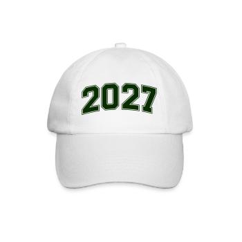 2027 Grüne Outline-Zahlen - Baseballkappe - Weiß/Weiß - Vorne