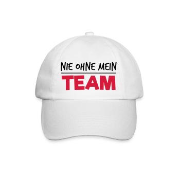 Nie ohne mein Team - Baseballkappe - Weiß/Weiß - Vorne