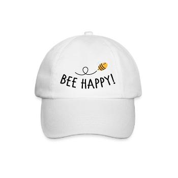 Bee happy - Baseballkappe - Weiß/Weiß - Vorne