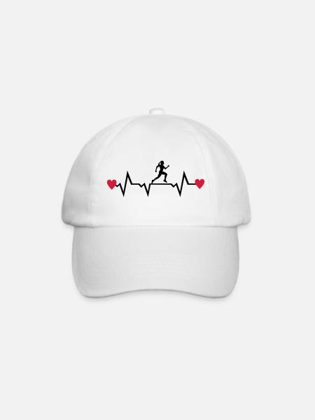 Läuferin & Herz, laufen - Baseballkappe - Weiß/Weiß
