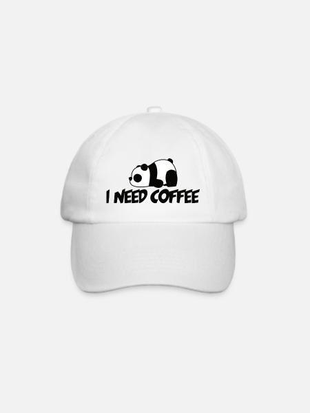 Kaffee Panda - Baseballkappe - Weiß/Weiß