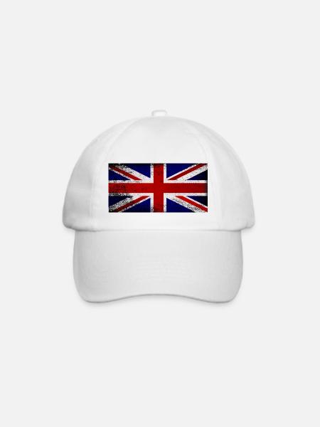 Grunge Union Jack Flagge - Baseballkappe - Weiß/Weiß