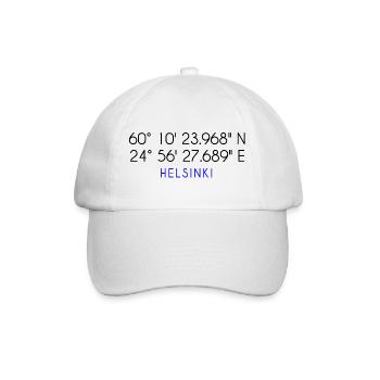 Helsinki Koordinaten - Baseballkappe - Weiß/Weiß - Vorne