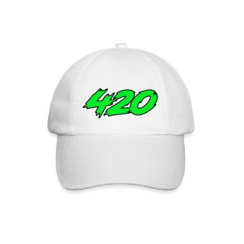 420 Cannabis Weed Ganja Marihuana - Baseballkappe - Weiß/Weiß - Vorne