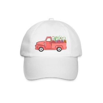 Floral Vintage Truck - Baseballkappe - Weiß/Weiß - Vorne