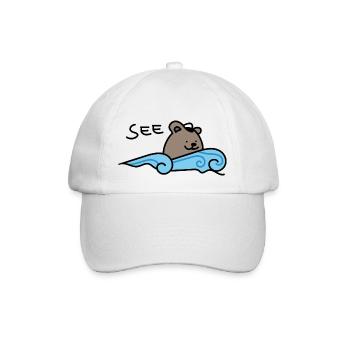 Bär an der See - Baseballkappe - Weiß/Weiß - Vorne
