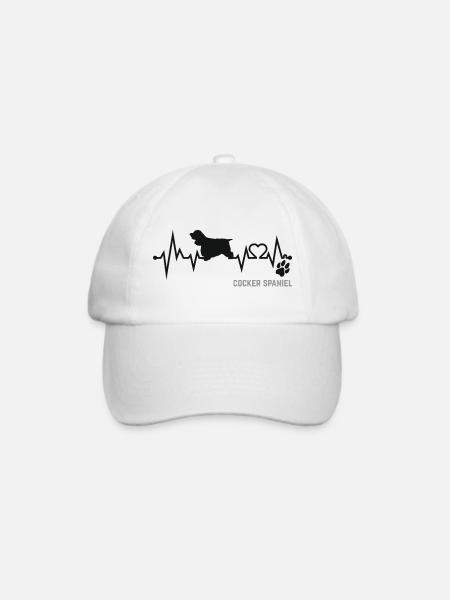 Cocker Spaniel Herzschlag Puls EKG Hund Geschenk - Baseballkappe - Weiß/Weiß
